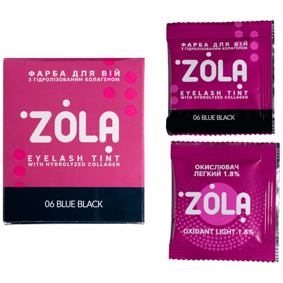 ZOLA Фарба для брів із колагеном 06 Blue black (саше), 5 мл, Об'єм: 5 мл, Колір: Blue black, image _ab__is.image_number.default