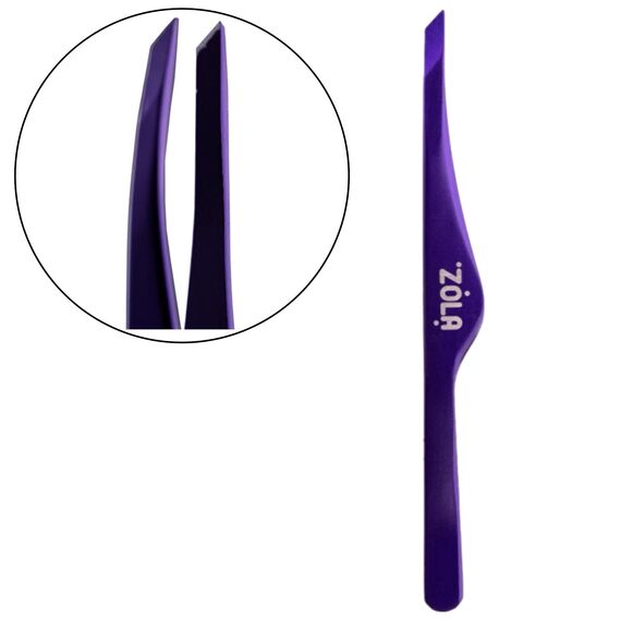 ZOLA Пінцет скошений професійний для брів VIOLET, Колір: VIOLET, image 