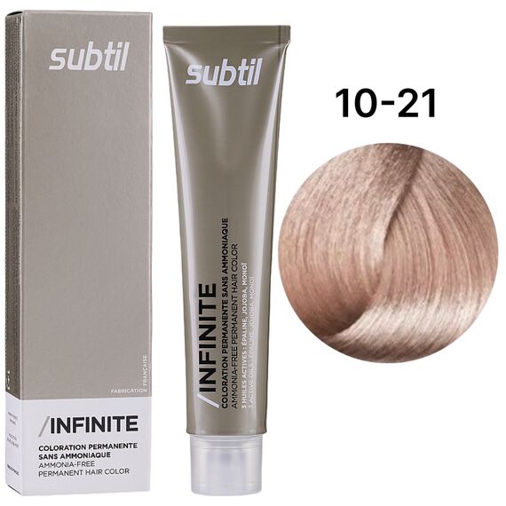 SUBTIL Infinite Стійка безаміачна крем-фарба для волосся 10-21 Екстрасвітлий блондин перламутровий попелястий, 60 мл, Об'єм: 60 мл, Відтінок: 10/21, image 