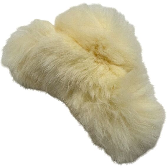 Краб для волосся великий пухнастий молочний №2, 1 шт, image 