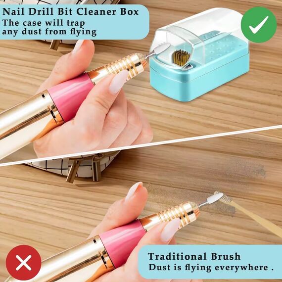 S. P. Підставка квадратна під фрези + щіточка для чистки (блакитна), image _ab__is.image_number.default