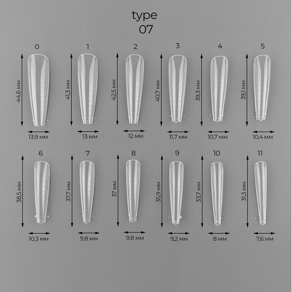 ART Dual Nail Forms Багаторазові верхні форми №07, Кількість: 120 шт, Форма: Балерина, image _ab__is.image_number.default