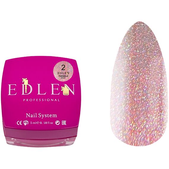 EDLEN Twinkle Paste №02 Паста для дизайну з ефектом втирки з ЛШ, 5 мл, Колір: 02, image 