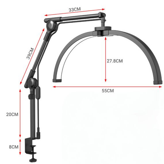 S. P. Smart Moonlight F-550B Лампа настільна безтіньова на струбцині, чорна, image _ab__is.image_number.default
