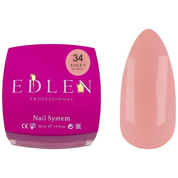 EDLEN Builder Gel №34 Office Гель для нарощування, 30 мл, Об'єм: 30 мл, Колір: 034, image 