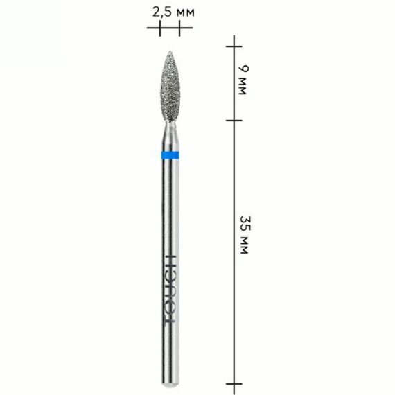 TOUCH Фреза алмазна полум'я гостре 025, синя, Колір : Синій, Діаметр: 2,5 мм, image _ab__is.image_number.default