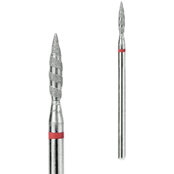 TOUCH Фреза алмазна торнадо гостре 021, червона, Колір : Червоний, Діаметр: 2,1 мм, image 