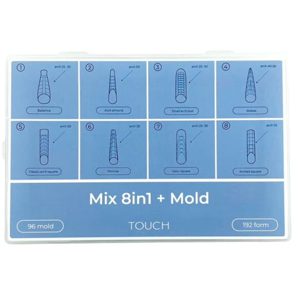 TOUCH Тіпси верхні форми Mix 8в1 + MOLD, 288 шт, Кількість: 288 шт, Форма: Mix 8в1, image 