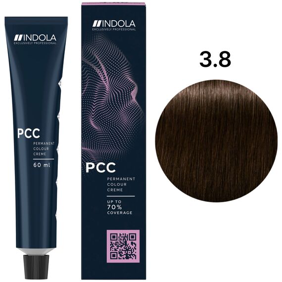 INDOLA Permanent Caring Color Перманентна крем-фарба 3.8 Темно-коричневий шоколадний, 60 мл, Об'єм: 60 мл, Відтінок: 3.8, image 