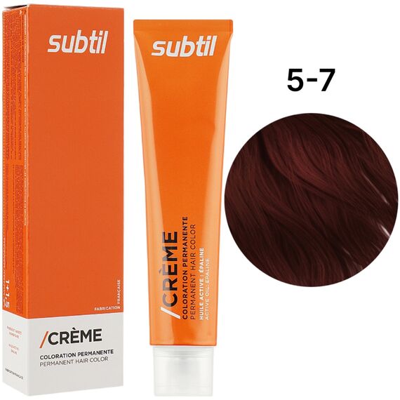 SUBTIL Creme Стійка крем-фарба для волосся 5-7 Світлий шатен каштановий, 60 мл, Об'єм: 60 мл, Відтінок: 5/7, image 