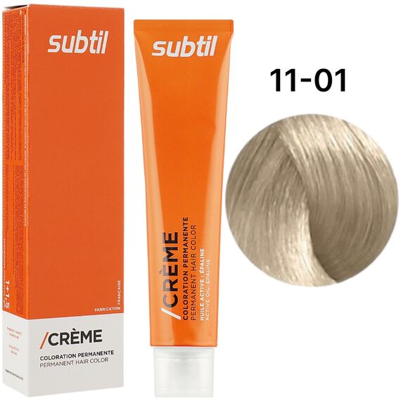 SUBTIL Creme Стійка крем-фарба для волосся 11-01 Дуже світлий блондин натуральний попелястий, 60 мл, Об'єм: 60 мл, Відтінок: 11/01, image 