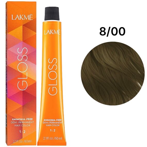 LAKME Gloss Color Rinse Тонуюча крем-фарба для волосся 8/00 Light Blonde, 60 мл, Об'єм: 60 мл, Відтінок: 8/00, image 