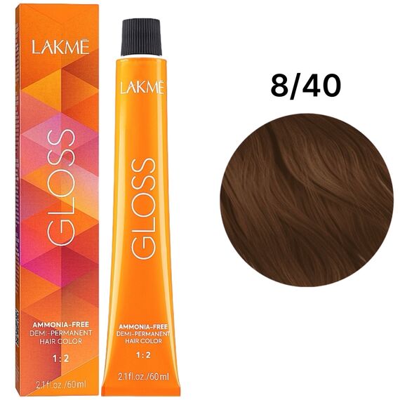 LAKME Gloss Color Rinse Тонуюча крем-фарба для волосся 8/40 Copper Light Blonde, 60 мл, Об'єм: 60 мл, Відтінок: 8/40, image 