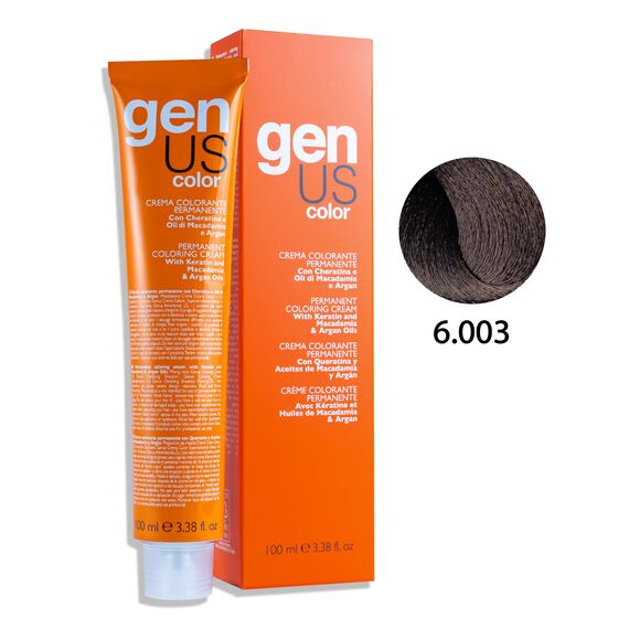 GENUS Стійка крем-фарба 6.003 Nat. Warm Dark Blonde, 100 мл, Об'єм: 100 мл, Відтінок: 6.003, image 