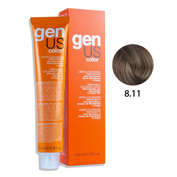 GENUS Стійка крем-фарба 8.11 Light Blonde Intense Ash, 100 мл, Об'єм: 100 мл, Відтінок: 8.11, image 