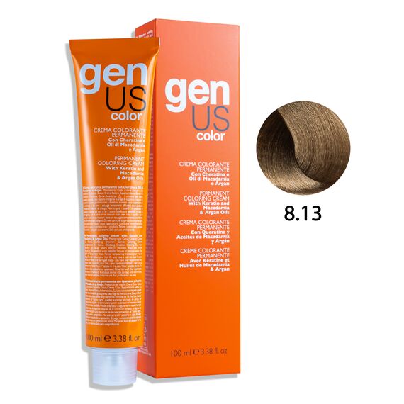 GENUS Стійка крем-фарба 8.13 Light Blonde Ash Golden, 100 мл, Об'єм: 100 мл, Відтінок: 8.13, image 