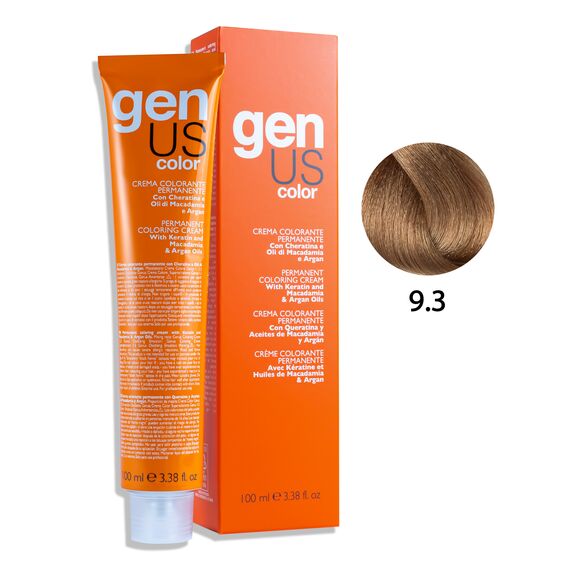 GENUS Стійка крем-фарба 9.3 Very Light Blonde Golden, 100 мл, Об'єм: 100 мл, Відтінок: 9.3, image 