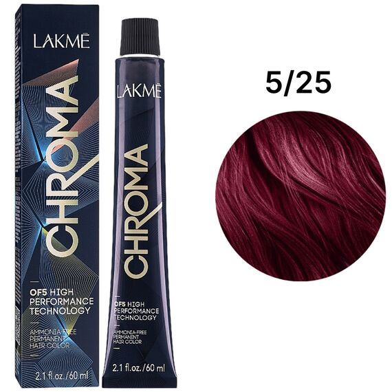 LAKME Chroma Permanent Hair Color Безаміачна фарба для волосся 5/25 Mahagony Violet Light Brown, 60 мл, Об'єм: 60 мл, Відтінок: 5/25, image 
