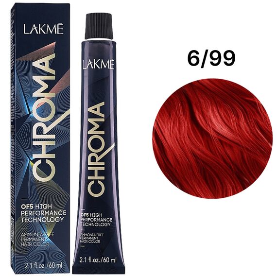 LAKME Chroma Permanent Hair Color Безаміачна фарба для волосся 6/99 Red Red Dark Blonde, 60 мл, Об'єм: 60 мл, Відтінок: 6/99, image 