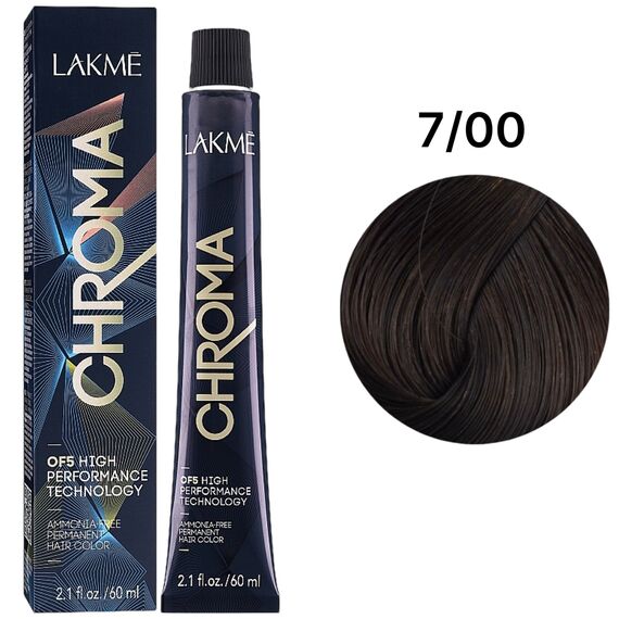 LAKME Chroma Permanent Hair Color Безаміачна фарба для волосся 7/00 Medium Blonde, 60 мл, Об'єм: 60 мл, Відтінок: 7/00, image 