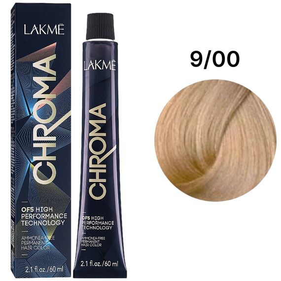 LAKME Chroma Permanent Hair Color Безаміачна фарба для волосся 9/00 Very Light Blonde, 60 мл, Об'єм: 60 мл, Відтінок: 9/00, image 