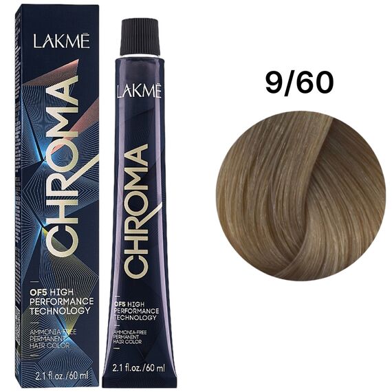 LAKME Chroma Permanent Hair Color Безаміачна фарба для волосся 9/60 Chestnut Very Light Blonde, 60 мл, Об'єм: 60 мл, Відтінок: 9/60, image 