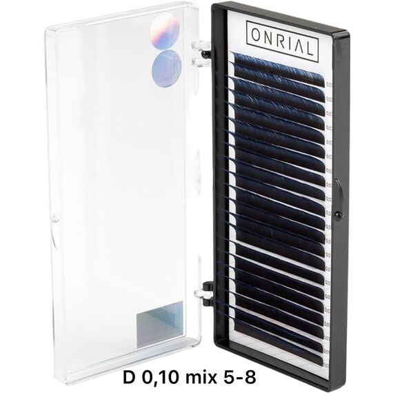 ONRIAL Вії на стрічці сині омбре MIX D 0.10-5(2)-6(5)-7(6)-8(8) (21 лінія), Довжина вій: 5-8 мм, image 