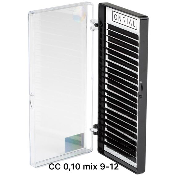 ONRIAL Вії на стрічці чорні MIX CC 0.10-9(2)-10(7)-11(7)-12(4) (21 лінія), Довжина вій: 9-12 мм, image 