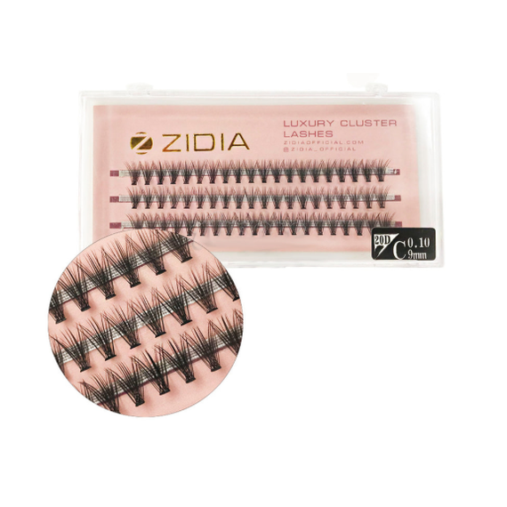 ZIDIA Cluster lashes Вії пучкові 20D C 0,10х9 mm, 3 стрічки, image 