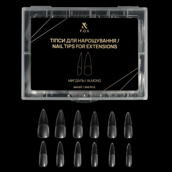 F.O.X Nail Tips For Extensions Тіпси для нарощування Мигдаль, 240 шт, image _ab__is.image_number.default