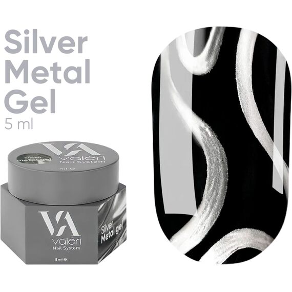 VALERI Silver Metal Gel, 5 мл, Колір: Silver, image 