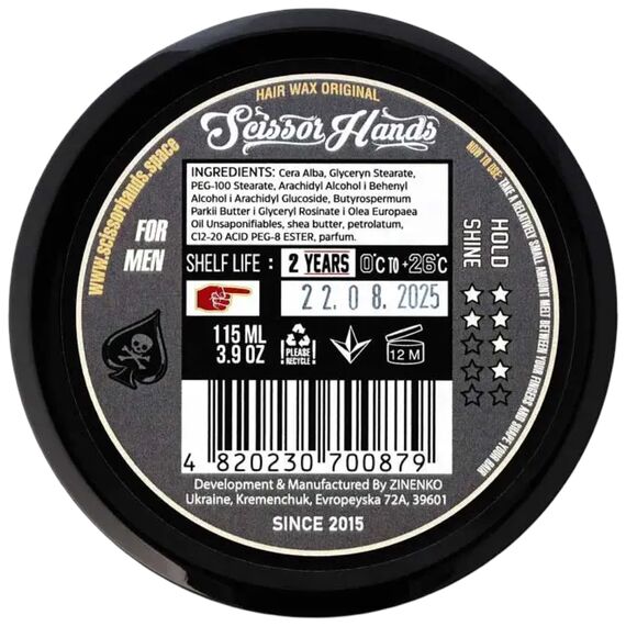 SCISSOR HANDS Original Wax Віск для укладання волосся (легкий блиск), 115 мл, Об'єм: 115 мл, image _ab__is.image_number.default