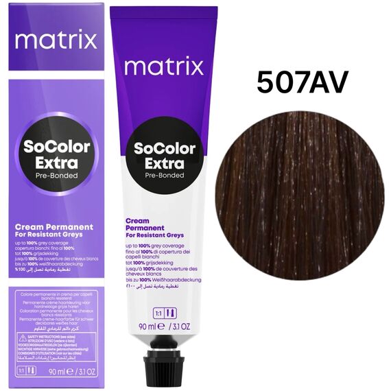 Matrix SoColor Pre-Bonded Extra Coverage 507AV крем-фарба для сивого волосся, блондин попелясто-перламутровий, 90 мл, Об'єм: 90 мл, Відтінок: 507AV, image 