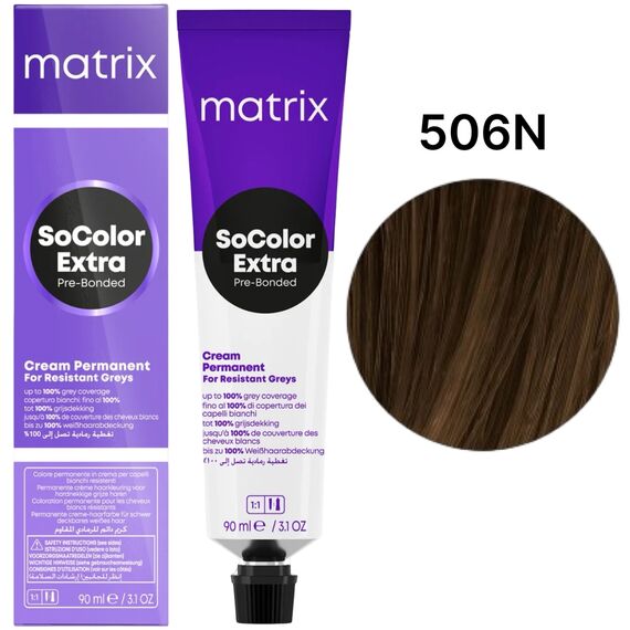 Matrix SoColor Pre-Bonded Extra Coverage 506N крем-фарба для сивого волосся, темний блонд натуральний, 90 мл, Об'єм: 90 мл, Відтінок: 506N, image 