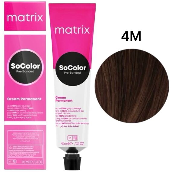 Matrix SoColor Pre-Bonded 4M стійка крем-фарба, шатен мокка, 90 мл, Об'єм: 90 мл, Відтінок: 4M, image 