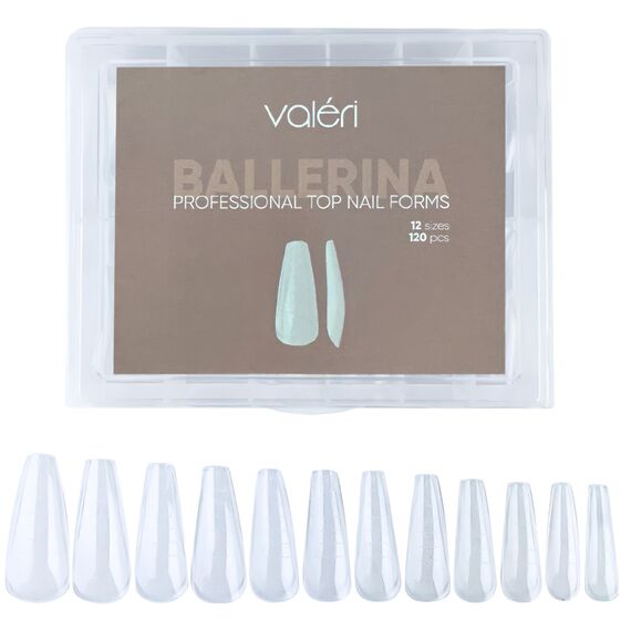 VALERI Professional Top Nail Forms Ballerina Верхні форми балерина, 120 шт, image 
