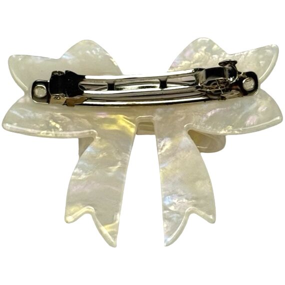 Заколка для волосся клік-клак бантик мармуровий (білий), 1 шт, image _ab__is.image_number.default