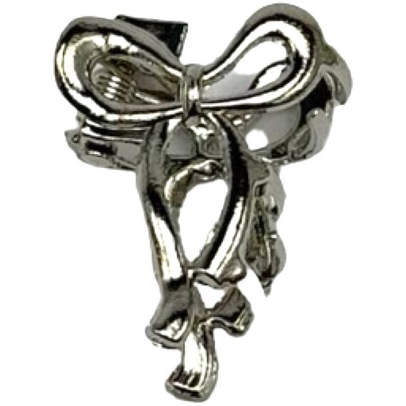 Краб для волосся малий металевий бантик (срібний), 1 шт, image 