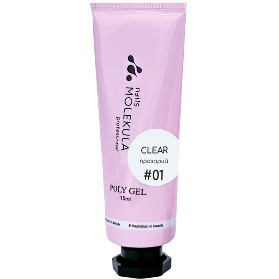 MOLEKULA Poly Gel Полігель №01 Clear Прозорий, 15 мл, Об'єм: 15 мл, Колір: Clear, image 
